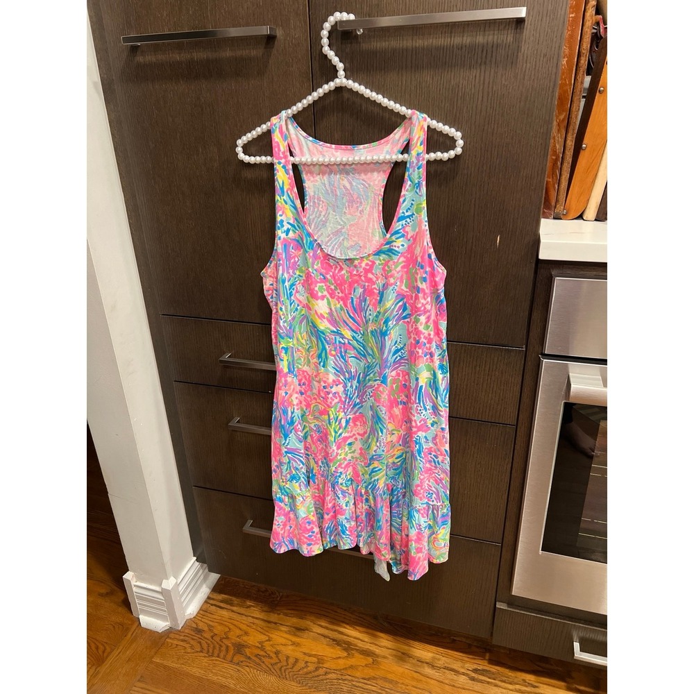 Lilly Pulitzer Hampton Tank Dress Multi Fan Sea women's medium